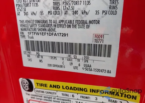 2013 Ford F-150 Xlt z USA, uszkodzony, nr VIN 1FTFW1EF1DFA17291